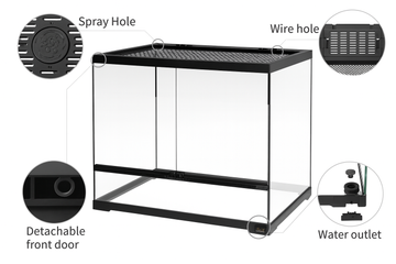 Deluxe Reptile Terrarium 50cm x 35cm x 60cm with Drain Plug - Amazing Amazon